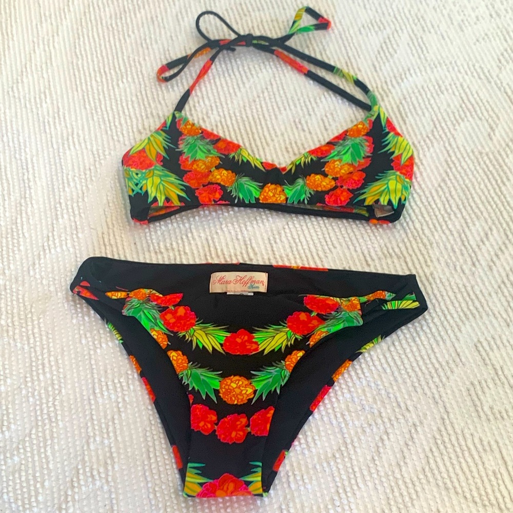 Mara Hoffman Pineapple Garland Black Bikini Set